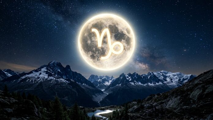 Luna piena in Capricorno, glifo che lo rappresenta